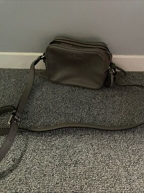 kate spade Gray Pebble Leather Crossbody Messenger Bag